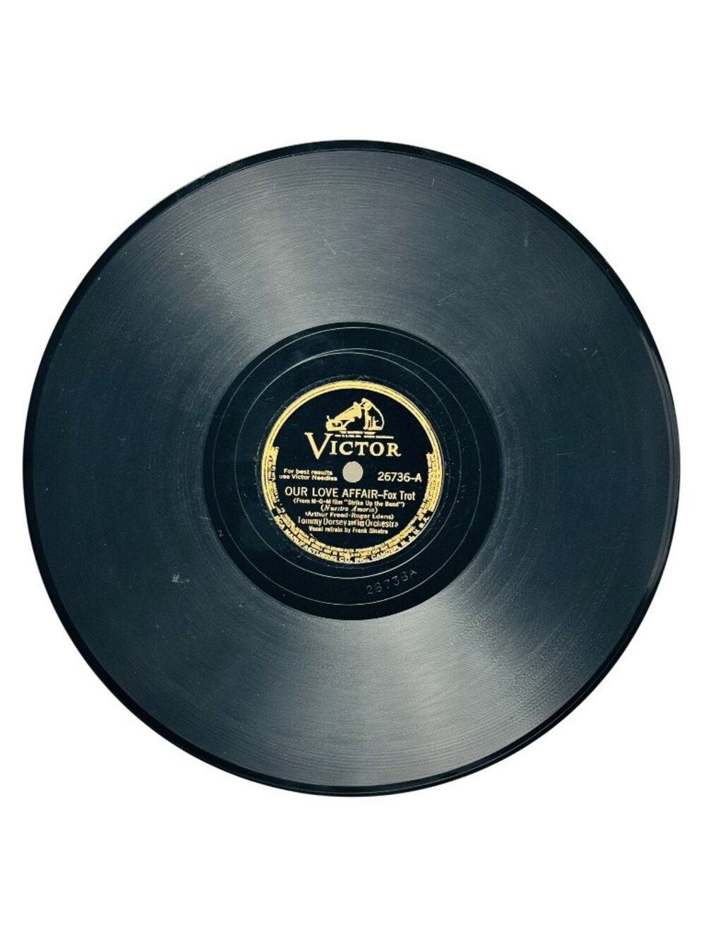 Tommy Dorsey Our Love Affair 10 Inch Shellac 78 RPM 1940 Victor 26736 VG+